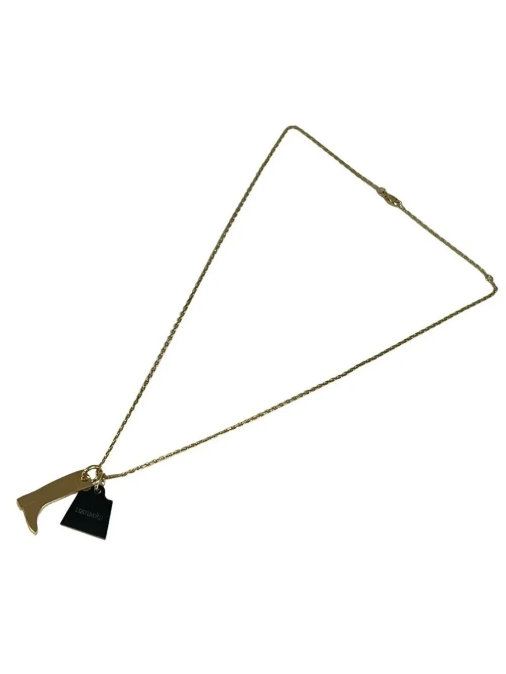 Hermes Necklace Amulette Maroquinier Gold Black